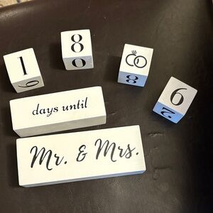 White Wedding Countdown Blocks